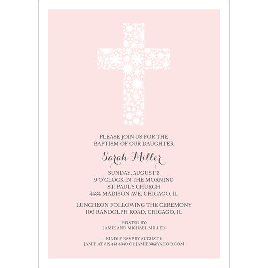 Floral Lace Cross Baptism Invitations